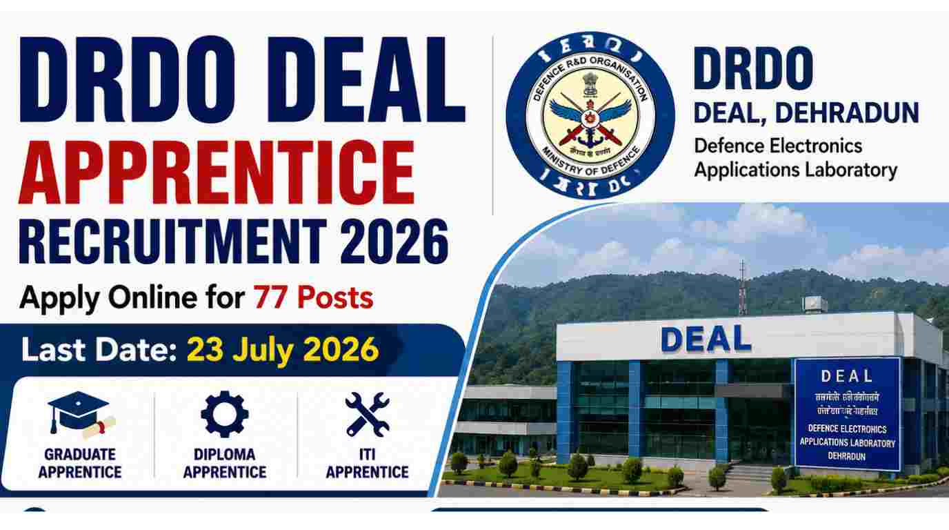 DRDO DEAL Apprentice Recruitment 2026 Notification Out 77 Posts, Apply Online